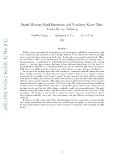 Static-Memory-Hard Functions and Nonlinear Space-Time Tradeoffs via
  Pebbling