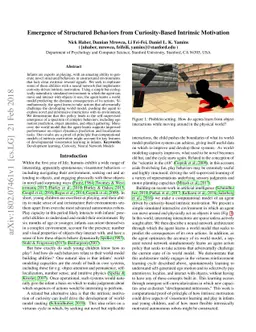 Emergence of Structured Behaviors from Curiosity-Based Intrinsic
  Motivation