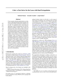 Celer: a Fast Solver for the Lasso with Dual Extrapolation