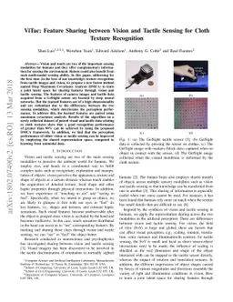 ViTac: Feature Sharing between Vision and Tactile Sensing for Cloth
  Texture Recognition