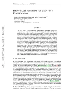 Smooth Loss Functions for Deep Top-k Classification