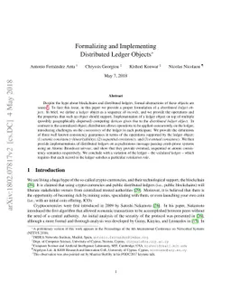 Formalizing and Implementing Distributed Ledger Objects