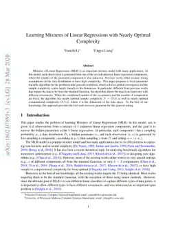 Learning Mixtures of Linear Regressions with Nearly Optimal Complexity