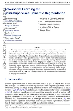 Adversarial Learning for Semi-Supervised Semantic Segmentation