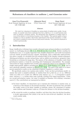 Robustness of classifiers to uniform $\ell\_p$ and Gaussian noise