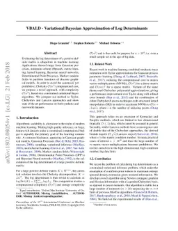 VBALD - Variational Bayesian Approximation of Log Determinants