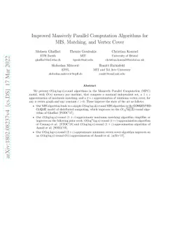 Improved Massively Parallel Computation Algorithms for MIS, Matching,
  and Vertex Cover