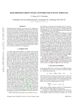 High Order Recurrent Neural Networks for Acoustic Modelling