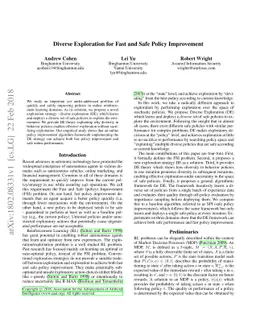 Diverse Exploration for Fast and Safe Policy Improvement