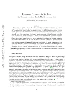 Harnessing Structures in Big Data via Guaranteed Low-Rank Matrix
  Estimation