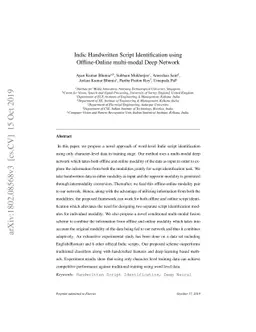 Indic Handwritten Script Identification using Offline-Online Multimodal
  Deep Network