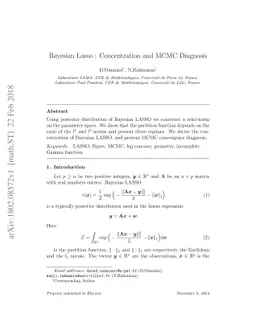 Bayesian Lasso : Concentration and MCMC Diagnosis