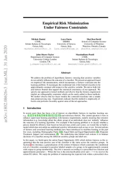 Empirical Risk Minimization under Fairness Constraints
