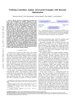 Verifying Controllers Against Adversarial Examples with Bayesian
  Optimization