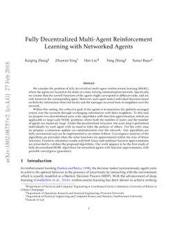 Fully Decentralized Multi-Agent Reinforcement Learning with Networked
  Agents