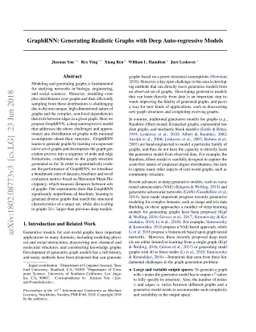 GraphRNN: Generating Realistic Graphs with Deep Auto-regressive Models