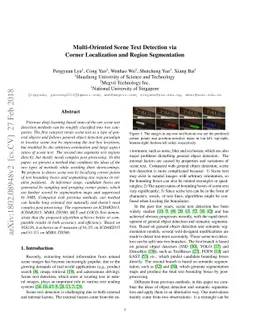 Multi-Oriented Scene Text Detection via Corner Localization and Region
  Segmentation