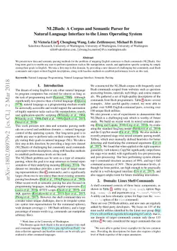 NL2Bash: A Corpus and Semantic Parser for Natural Language Interface to
  the Linux Operating System