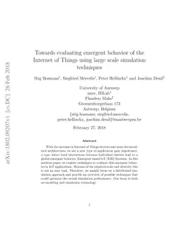 Towards evaluating emergent behavior of the Internet of Things using
  large scale simulation techniques