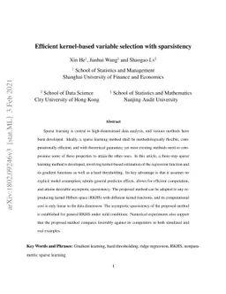 Efficient kernel-based variable selection with sparsistency