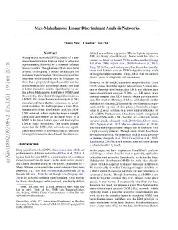 Max-Mahalanobis Linear Discriminant Analysis Networks