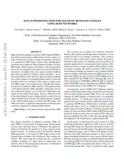 Self Super-Resolution for Magnetic Resonance Images using Deep Networks