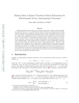 Missing Data in Sparse Transition Matrix Estimation for Sub-Gaussian
  Vector Autoregressive Processes