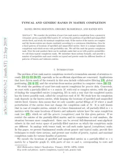 Typical and Generic Ranks in Matrix Completion