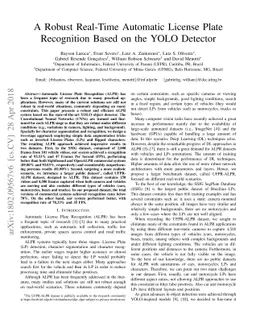 A Robust Real-Time Automatic License Plate Recognition Based on the YOLO
  Detector