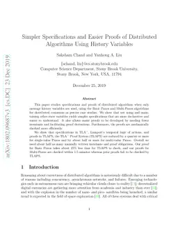 Simpler Specifications and Easier Proofs of Distributed Algorithms Using
  History Variables