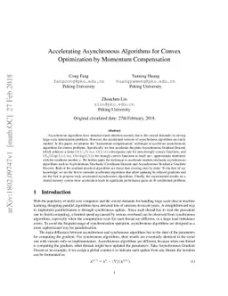 Accelerating Asynchronous Algorithms for Convex Optimization by Momentum
  Compensation
