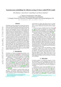 Gaussian meta-embeddings for efficient scoring of a heavy-tailed PLDA
  model