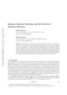 Instance Optimal Decoding and the Restricted Isometry Property