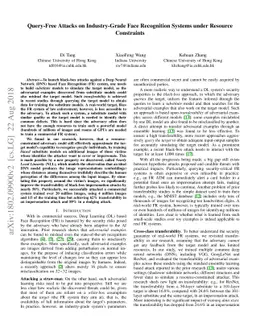 Query-Free Attacks on Industry-Grade Face Recognition Systems under
  Resource Constraints