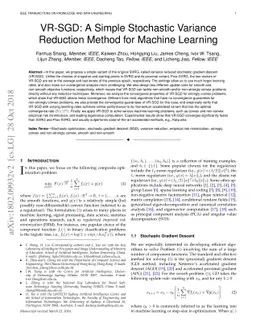 VR-SGD: A Simple Stochastic Variance Reduction Method for Machine
  Learning