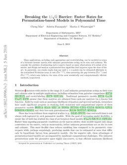 Breaking the $1/\sqrt{n}$ Barrier: Faster Rates for Permutation-based
  Models in Polynomial Time