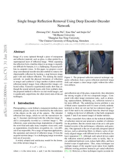 Single Image Reflection Removal Using Deep Encoder-Decoder Network