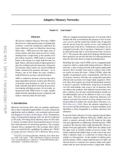 Adaptive Memory Networks