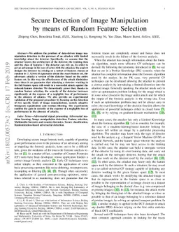 Secure Detection of Image Manipulation by means of Random Feature
  Selection