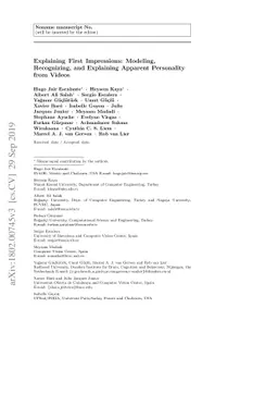 Explaining First Impressions: Modeling, Recognizing, and Explaining
  Apparent Personality from Videos