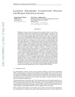 Learning Parametric Closed-Loop Policies for Markov Potential Games