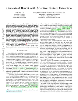 Contextual Bandit with Adaptive Feature Extraction