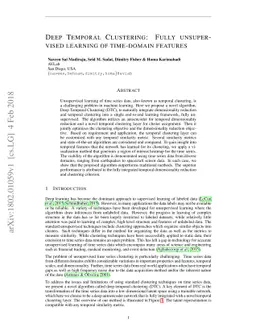 Deep Temporal Clustering : Fully Unsupervised Learning of Time-Domain
  Features