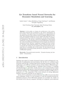 Lie Transform--based Neural Networks for Dynamics Simulation and
  Learning