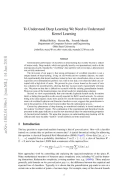 To understand deep learning we need to understand kernel learning