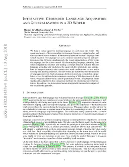 Interactive Grounded Language Acquisition and Generalization in a 2D
  World