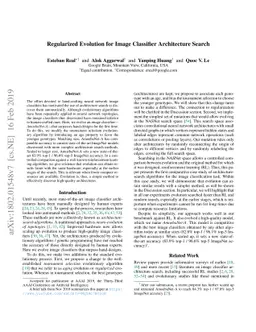 Regularized Evolution for Image Classifier Architecture Search