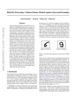 Blind Pre-Processing: A Robust Defense Method Against Adversarial
  Examples