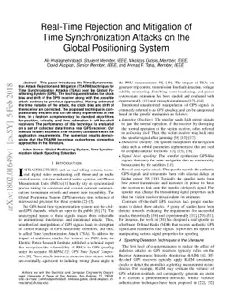 Real-Time Rejection and Mitigation of Time Synchronization Attacks on
  the Global Positioning System