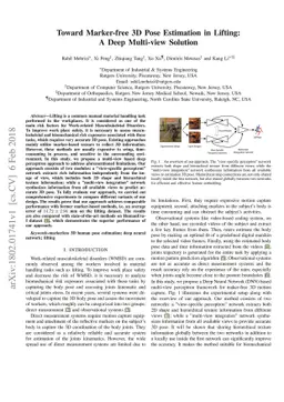 Toward Marker-free 3D Pose Estimation in Lifting: A Deep Multi-view
  Solution